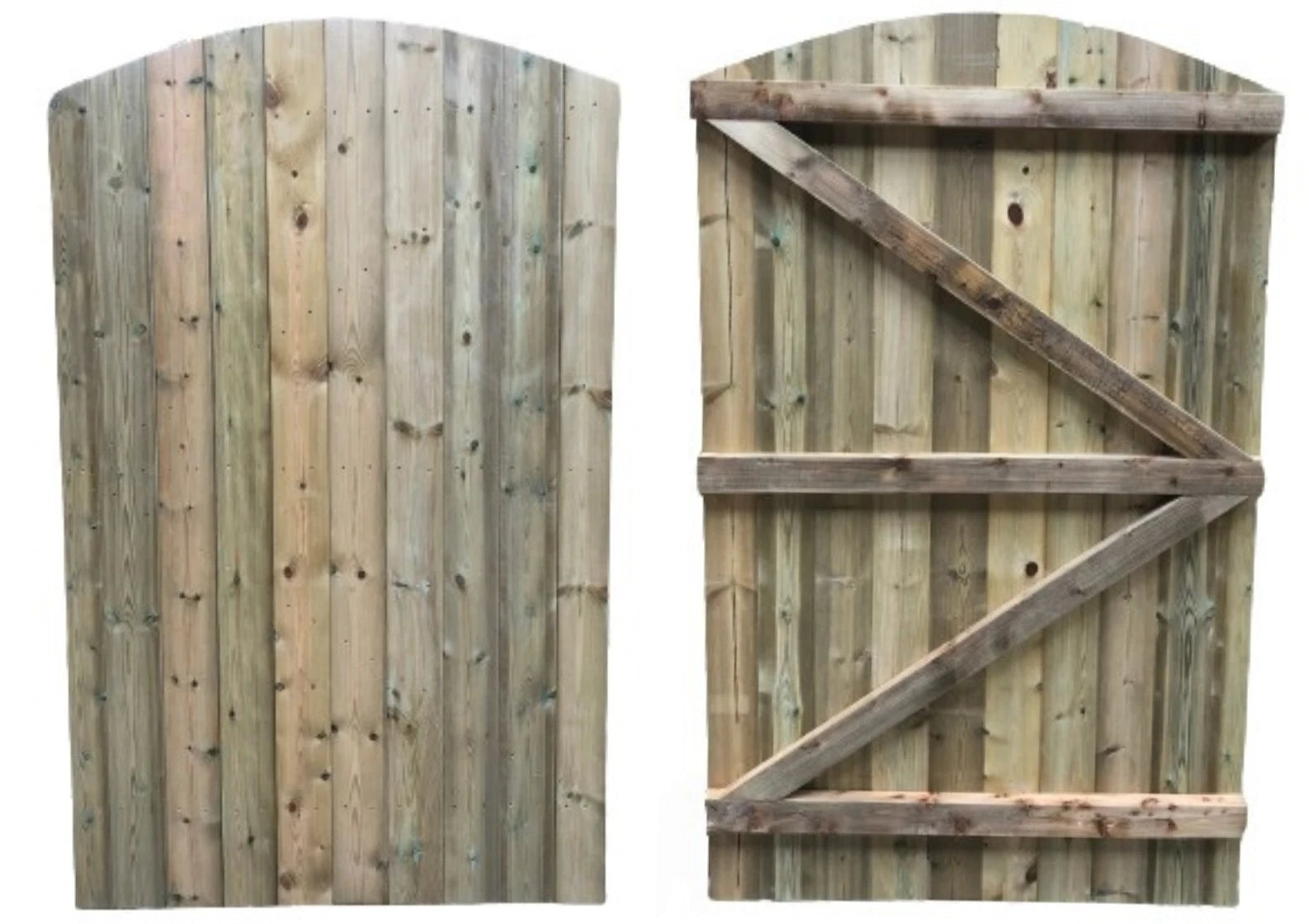 Wooden gate with a hinged design on a white background