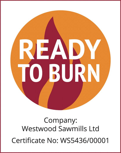 Logo with 'Ready to Burn' text and Westwood Sawmills Ltd branding on a white background